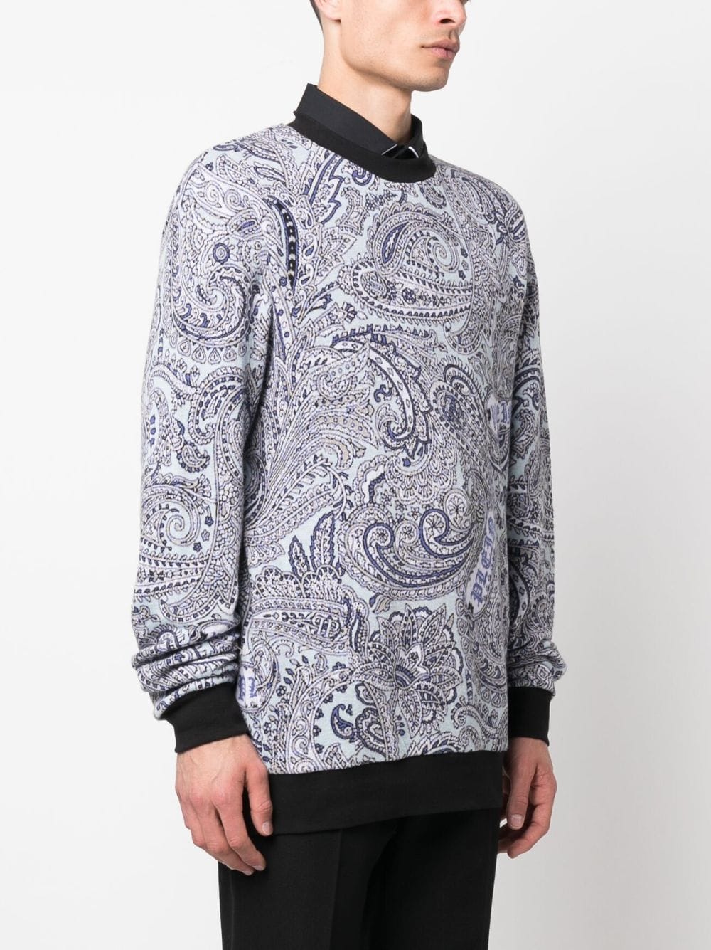 Shop Philipp Plein Paisley-print Knitted Jumper In Blue