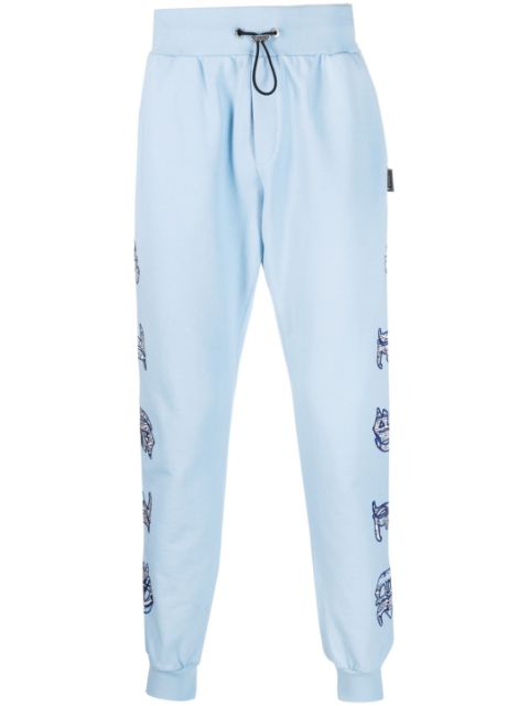 Philipp Plein logo-patch cotton track pants Men