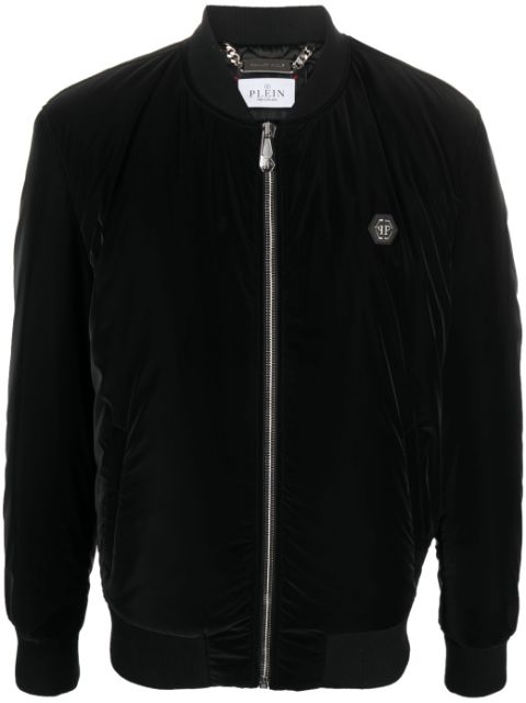 Philipp Plein logo-patch zip-up bomber jacket Men