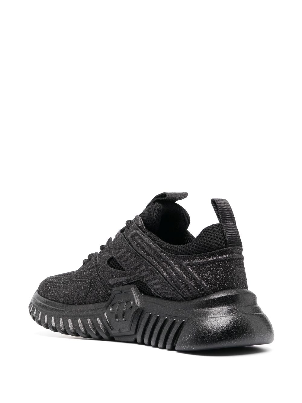 Shop Philipp Plein Runner Glitter-embellished Sneakers In Black