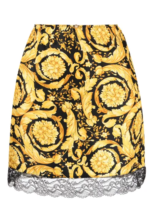 Jupe en soie à imprimé Barocco - Versace - Modalova