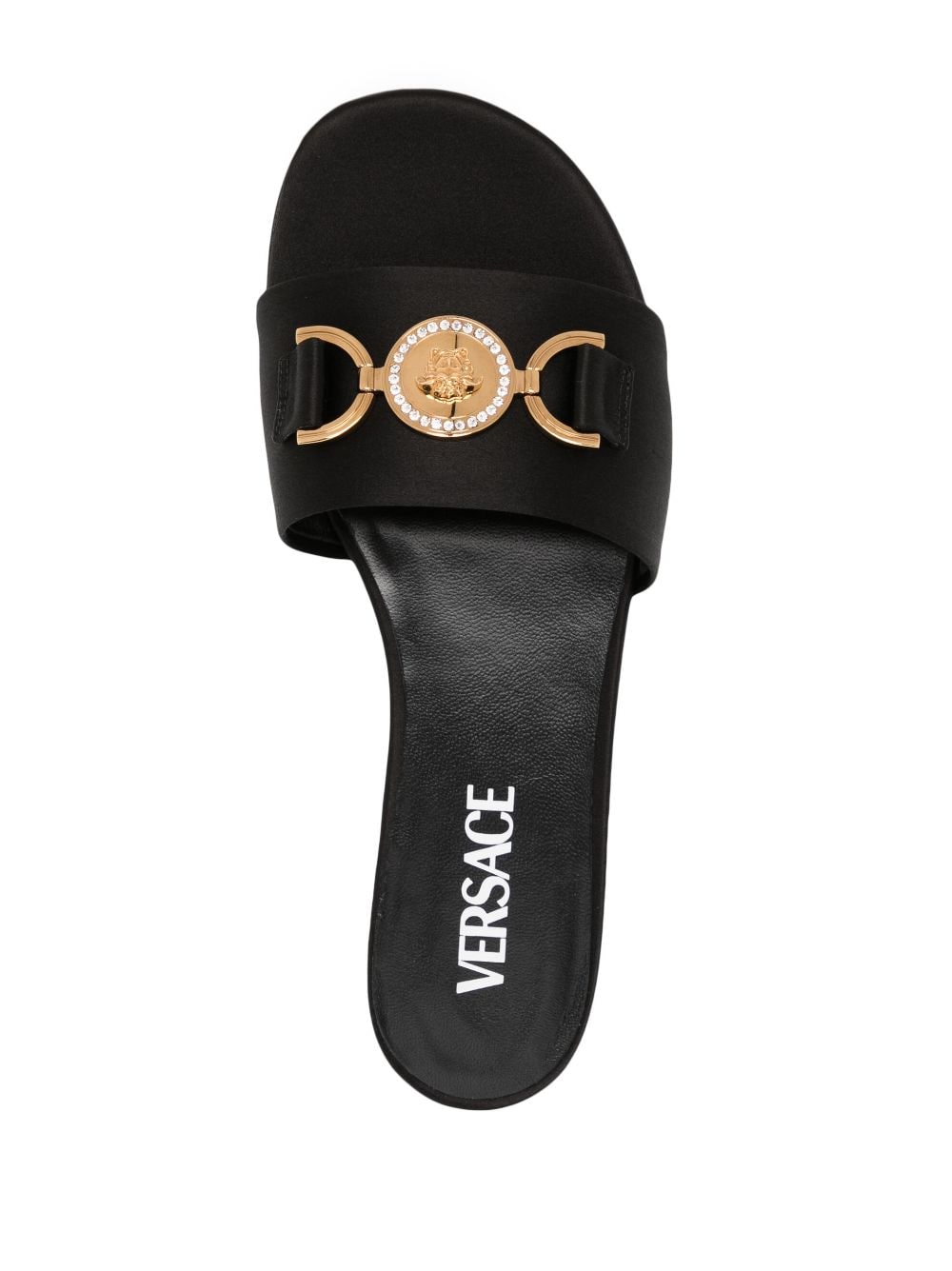 Shop Versace Medusa '95 Satin Flat Sandals In Black