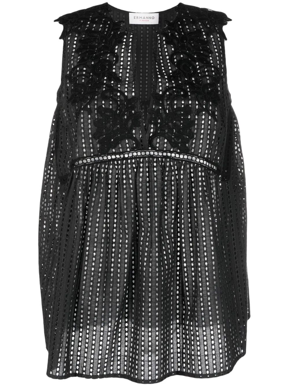 ERMANNO FIRENZE broderie-anglaise sleeveless blouse