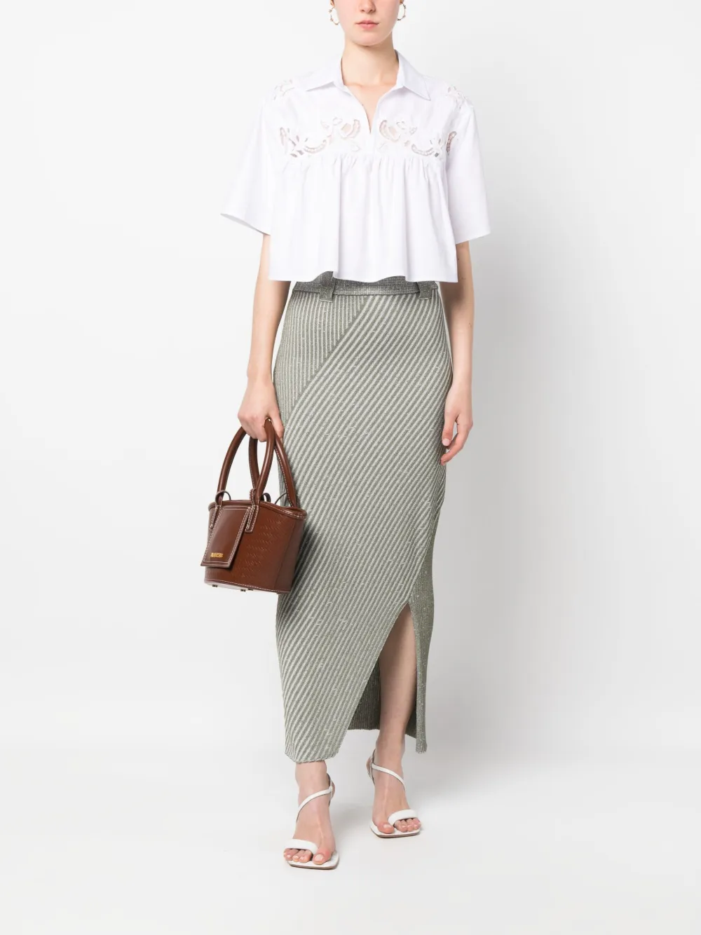 ERMANNO FIRENZE Blouse met ruche - Wit