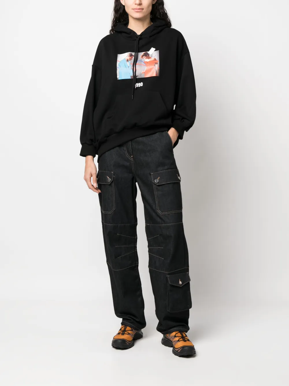 Throwback. Hoodie met grafische print - Zwart