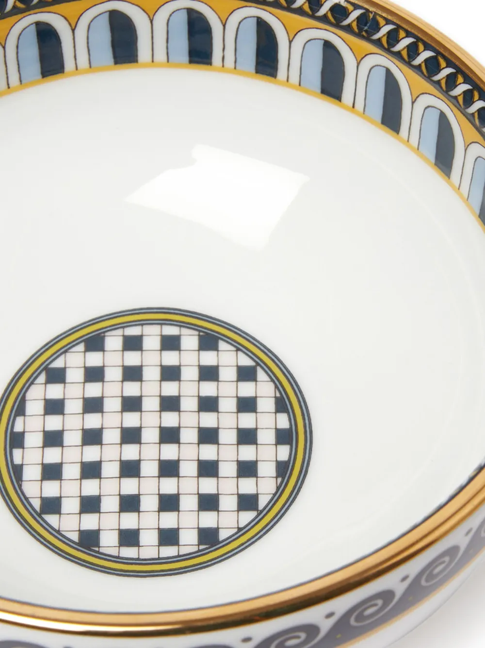 La Doublej Set Of Two Gold-plated Porcelain Snack Bowls In White