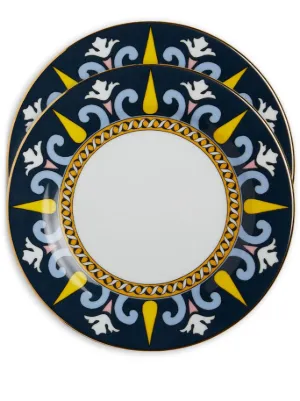 La DoubleJ geometric-print Porcelain Dessert Plate (set Of two