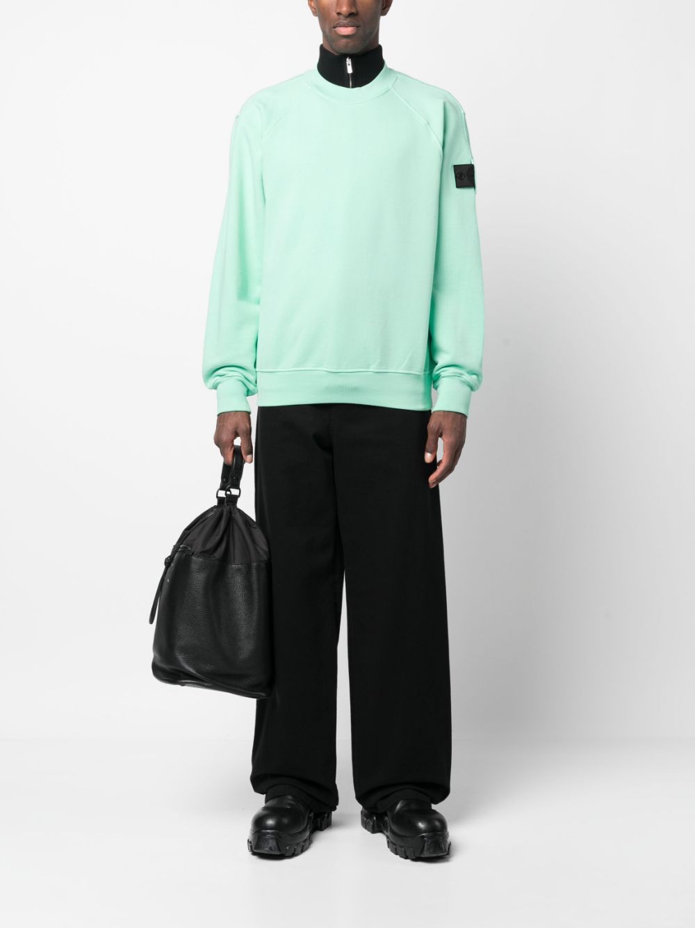Shop Stone Island Shadow Project Logo-patch Cotton Jumper In Green