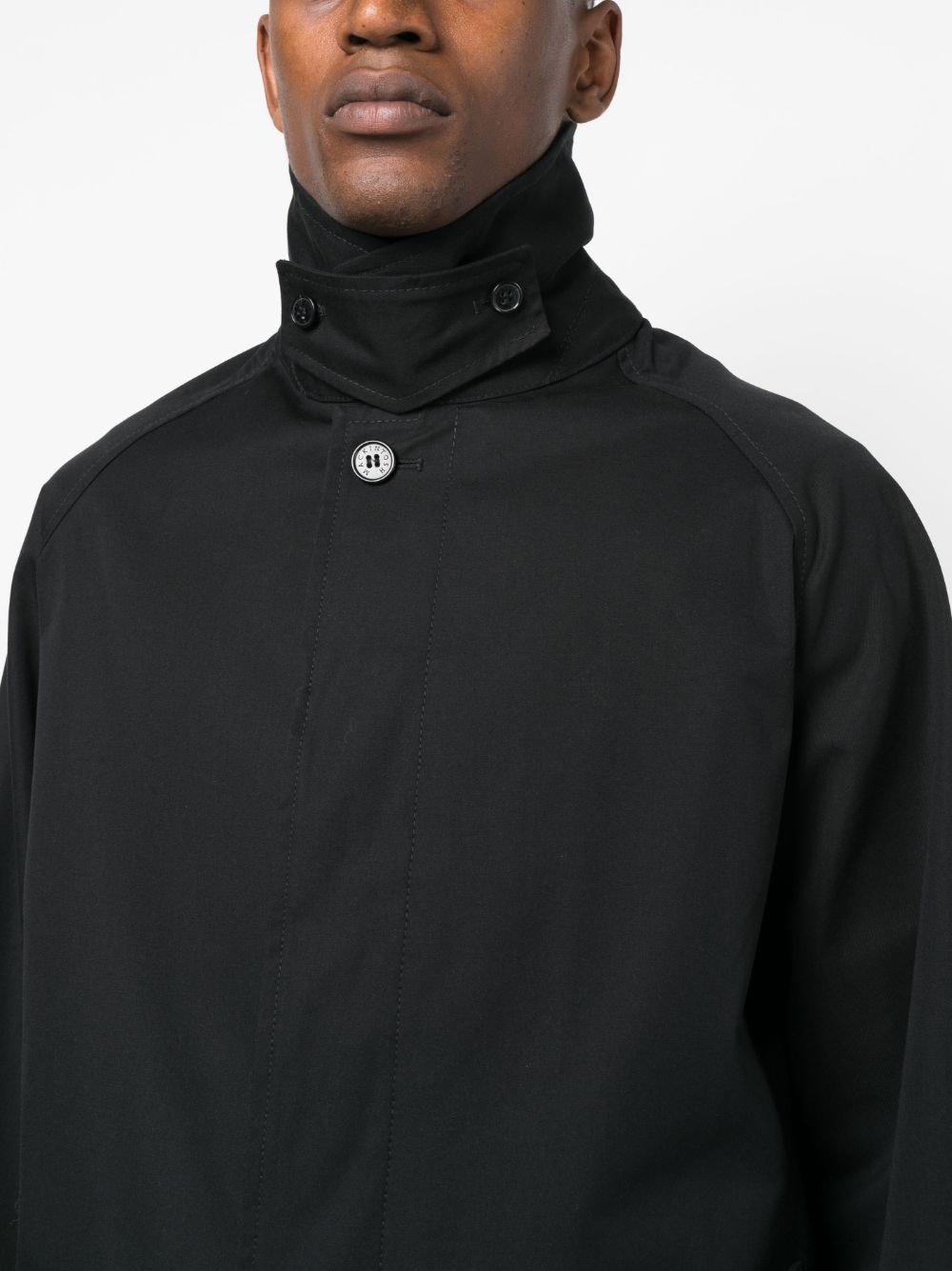 Shop Mackintosh Gabardine Button-down Trench Coat In Black