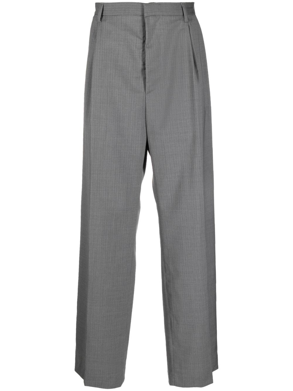 Winnie Ny Striped Virgin-wool Trousers In Grey