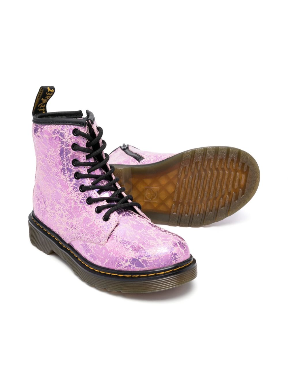 Dr. Martens Kids Enkellaarzen met gerafeld effect - Roze