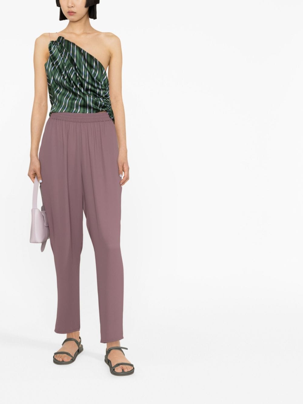 Shop Gianluca Capannolo Elasticated-waistband Tapered Trousers In Violett