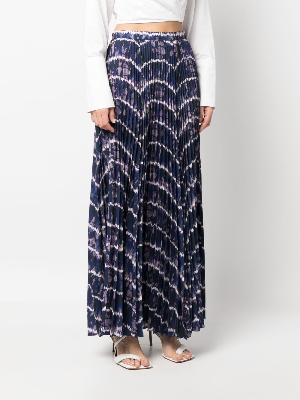 Shop Altuzarra Graphic-print Pleated Long Skirt In Blue