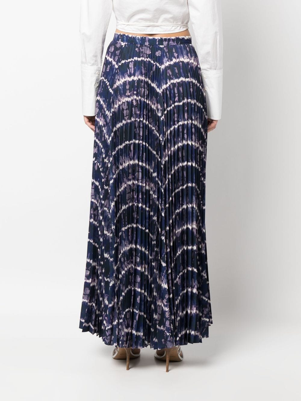 Shop Altuzarra Graphic-print Pleated Long Skirt In Blue