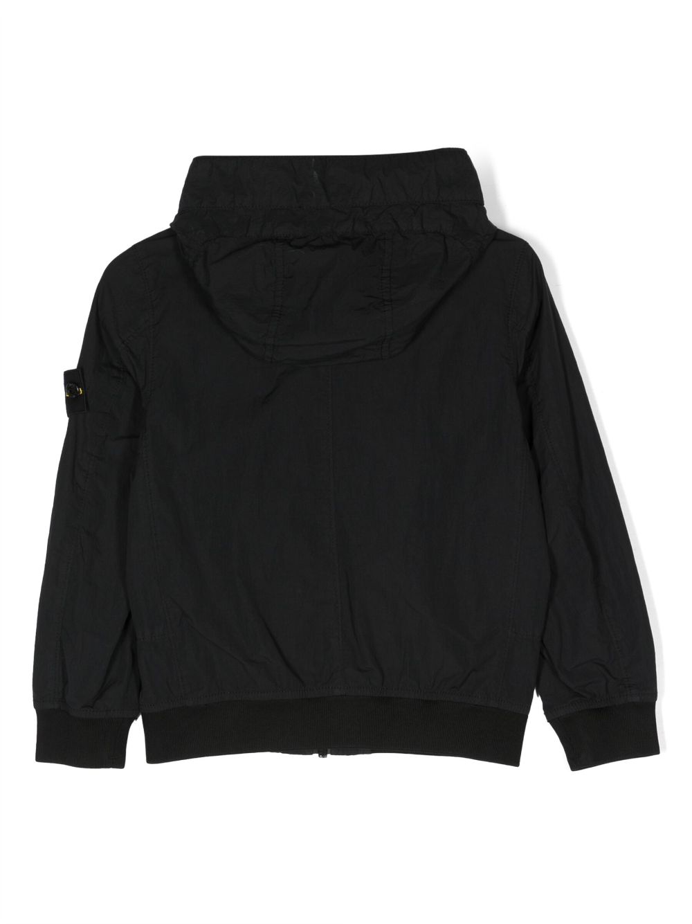Shop Stone Island Junior Logo-patch Sleeve Hooded Jacket In Black