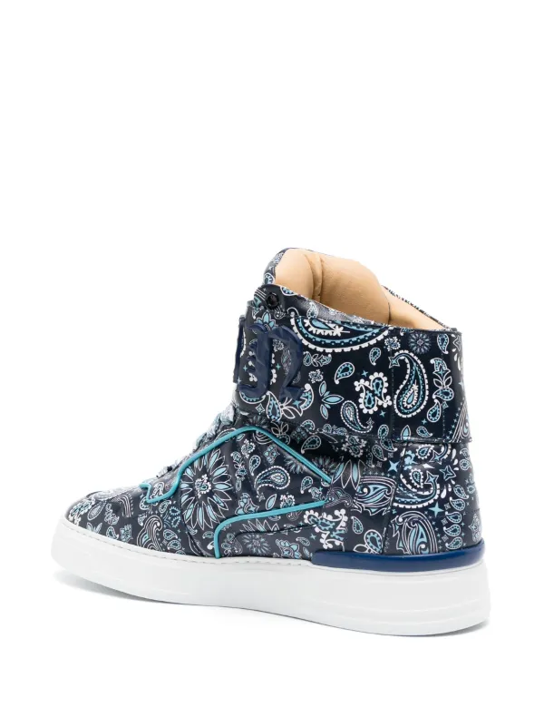 Philipp Plein paisley-print hi-top Sneakers | Blue | FARFETCH