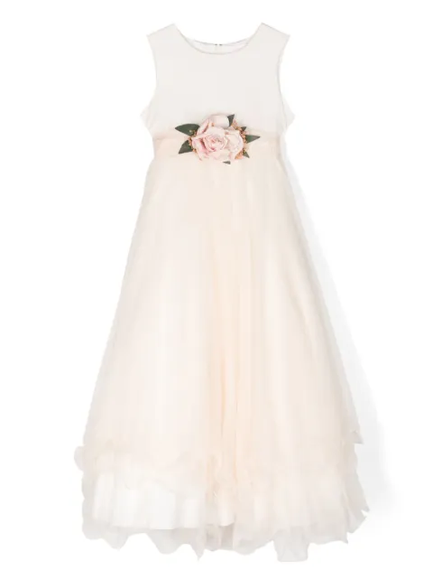 Mimilù floral-appliqué long dress