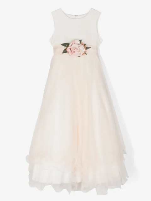 Mimilù floral-appliqué long dress