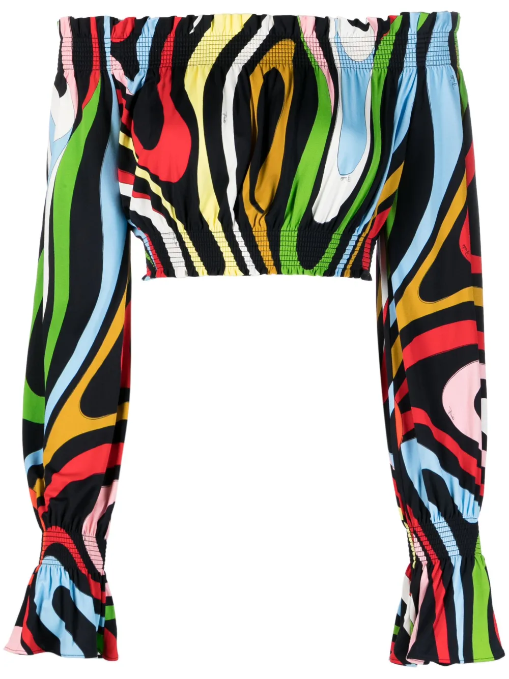 Pucci Marmo-print Crop Top In Black