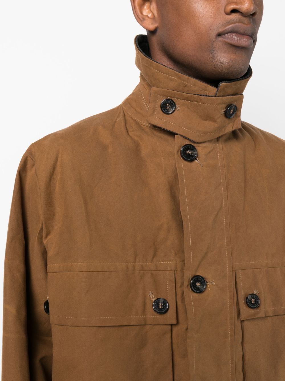 Shop Mackintosh Country Waxed Cotton Raincoat In Brown