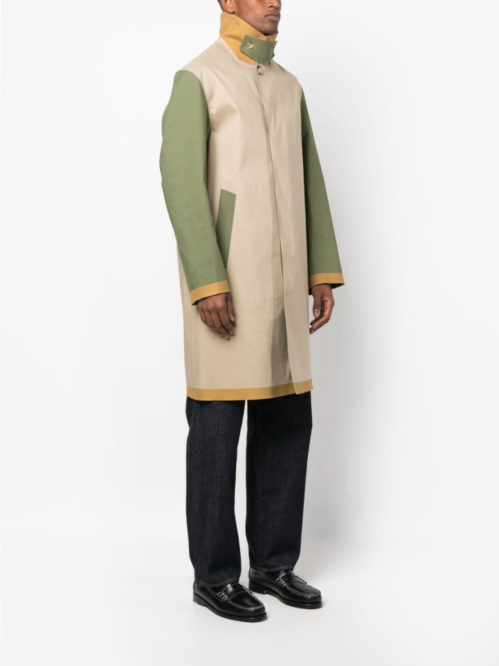 Shop Mackintosh Oxford Single-breasted Cotton Coat In Neutrals