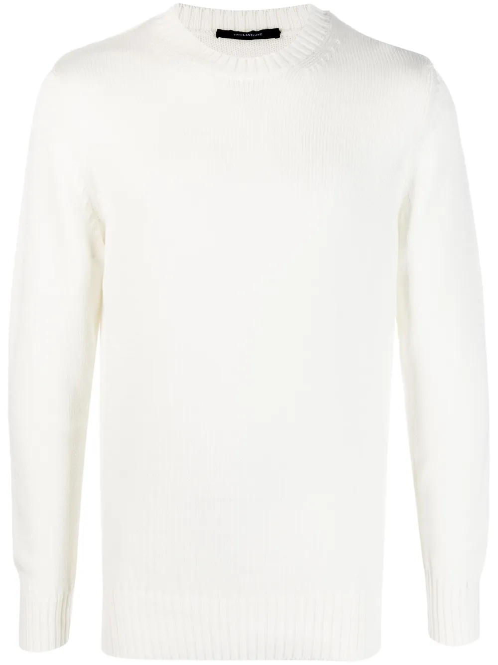 Tagliatore ribbed long-sleeve cotton jumper - White