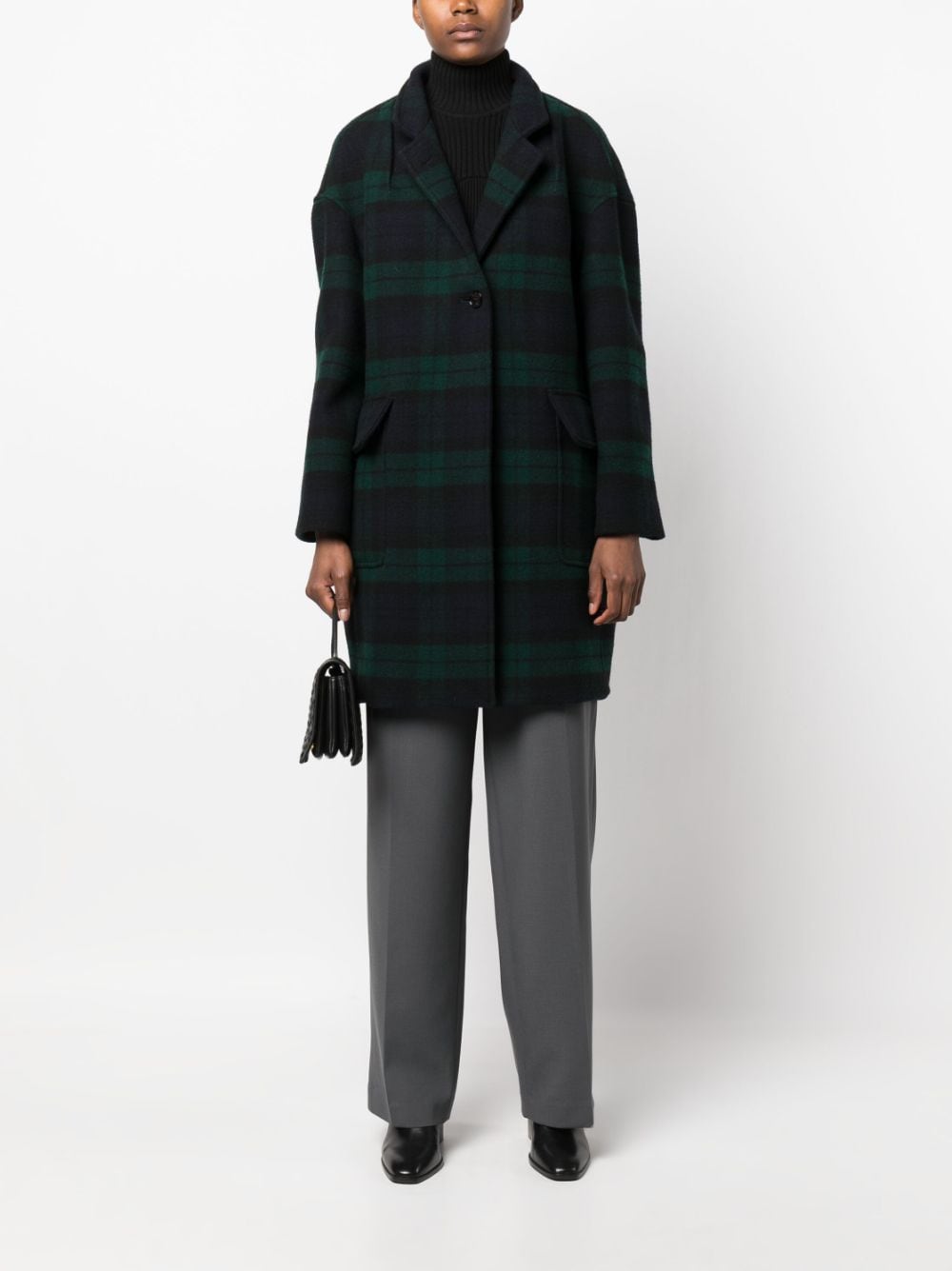 Shop Mackintosh Freddie Plaid-pattern Coat In Black