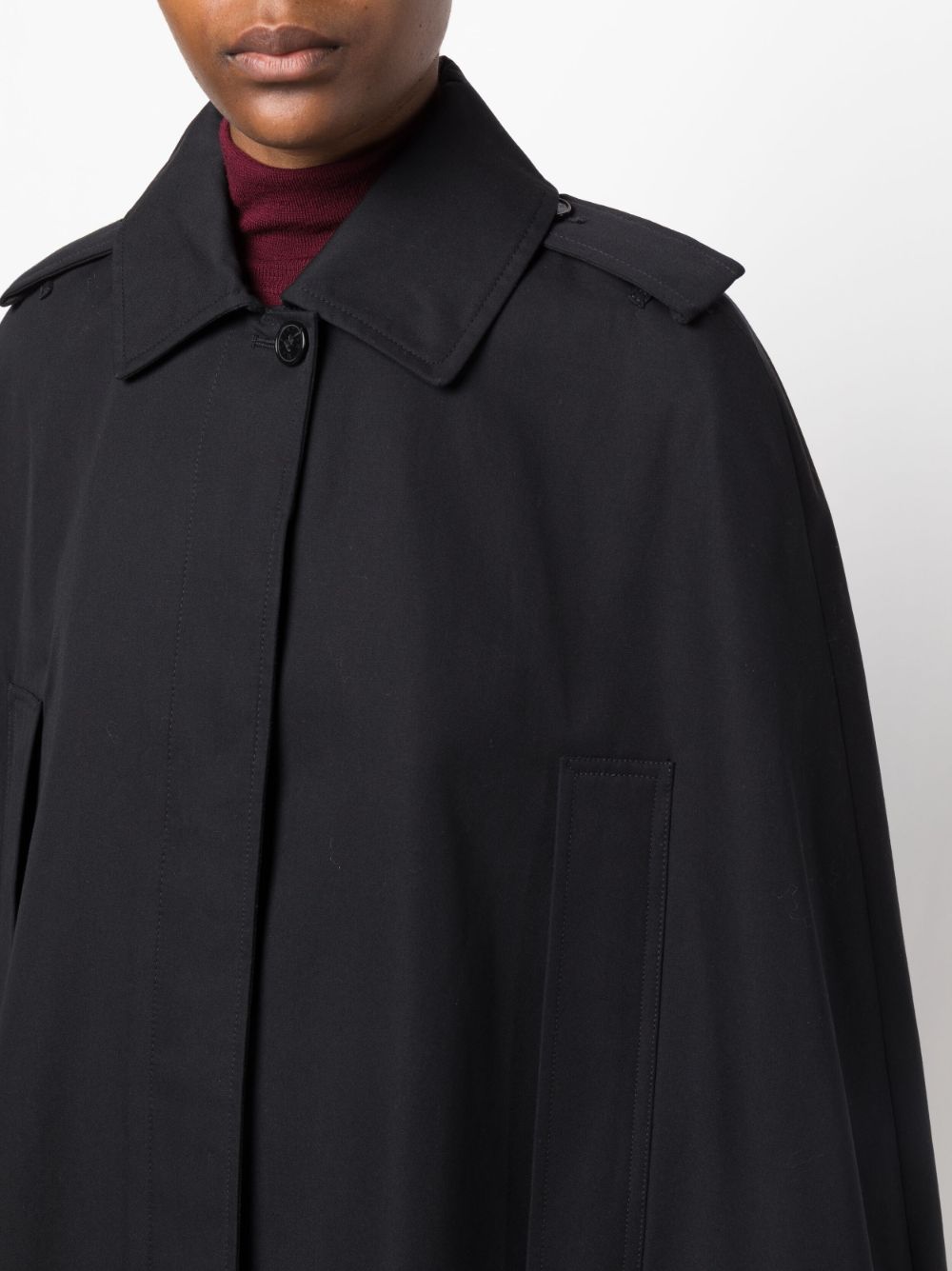 Shop Mackintosh Single-breasted Button-fastening Cape In Black
