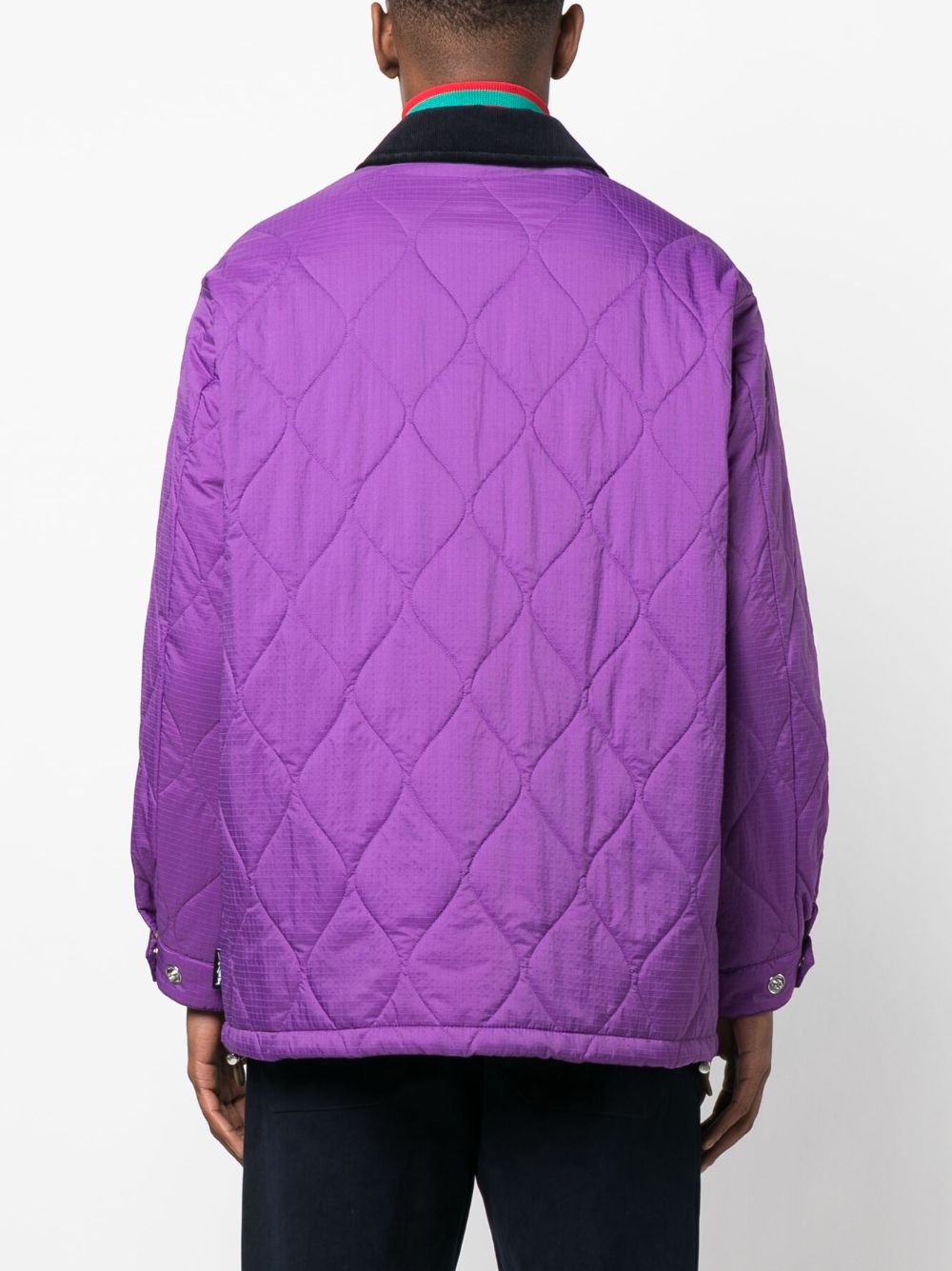 Shop Mackintosh Teeming Quilted Coach Jacket In Purple