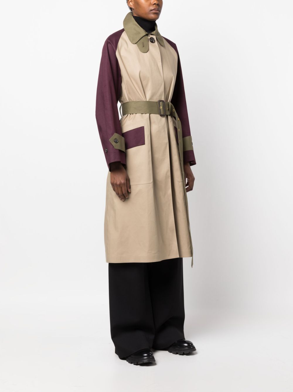 Shop Mackintosh Knightwoods Colour-block Trench Coat In Neutrals