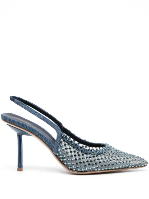 Le Silla Gilda 80mm crystal-embellished denim pumps
