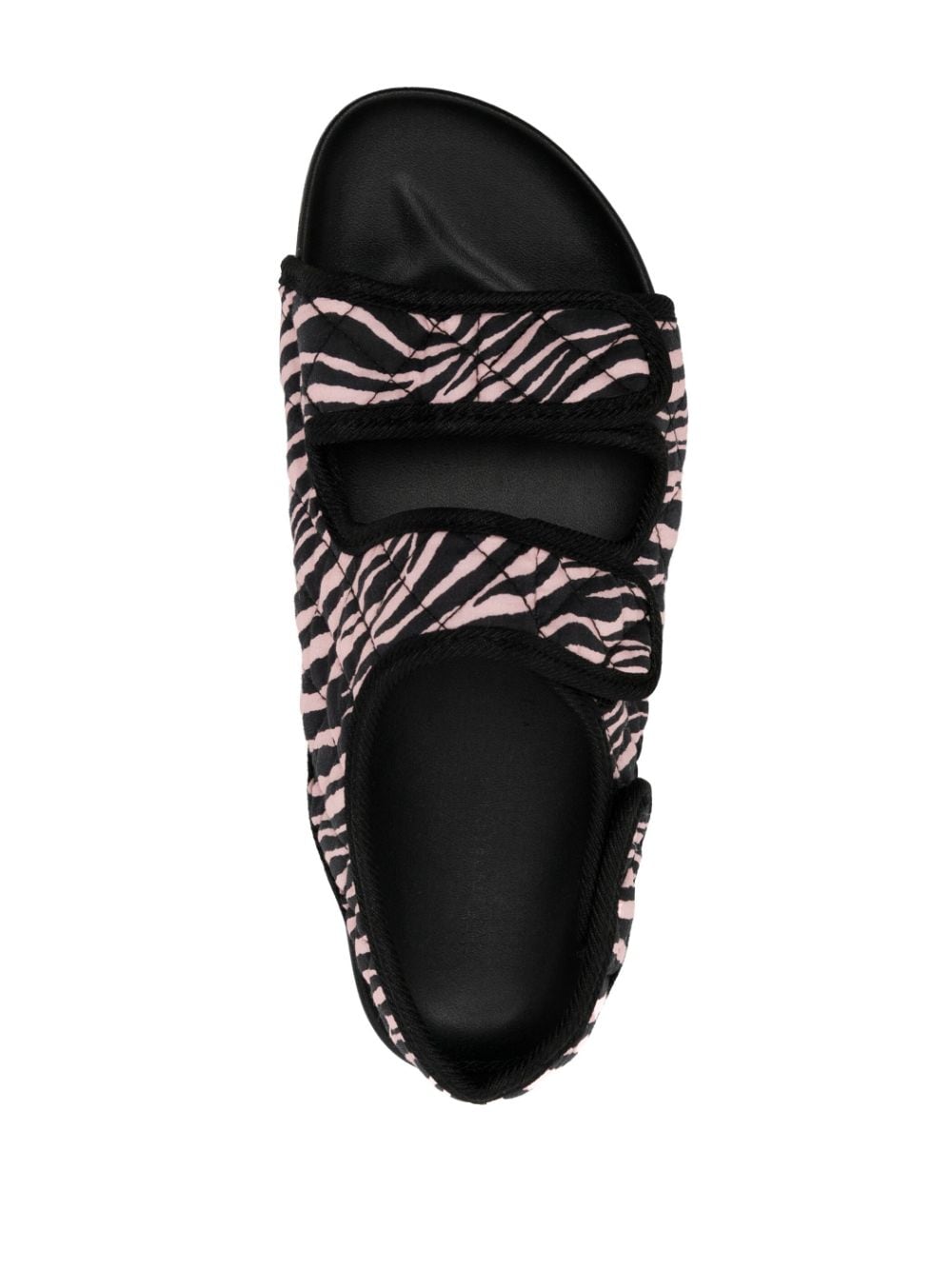 Shop Arizona Love Apache Zebra-print Quilted Sandals In Black