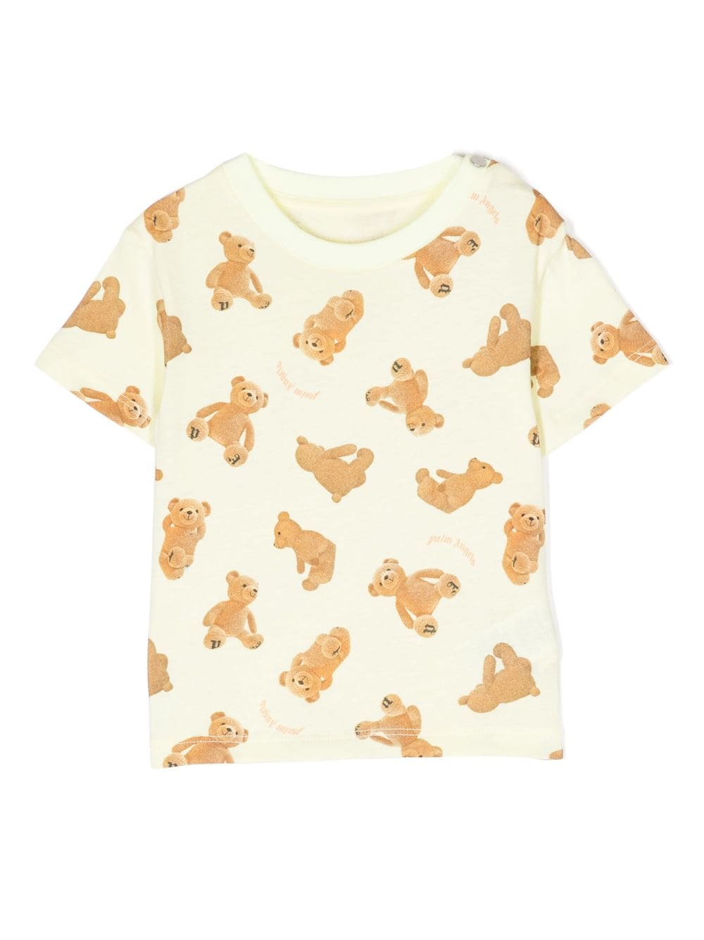 Palm Angels Babies' Bear-motif Cotton T-shirt In Yellow