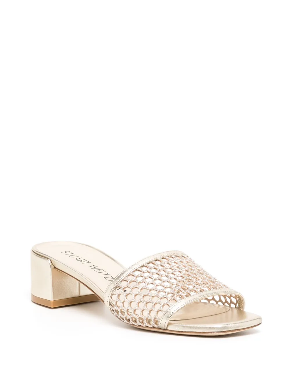 Stuart Weitzman Cayman slippers met blokhak - Goud