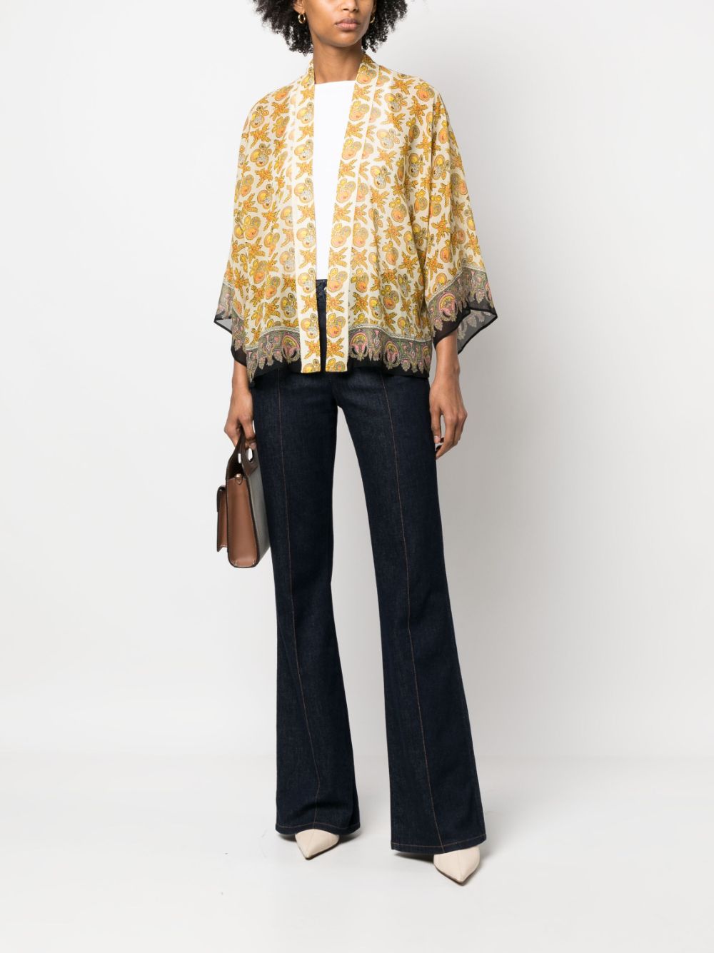 ETRO Poncho met print - Geel