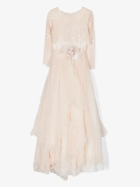 Mimilù floral-appliqué long dress