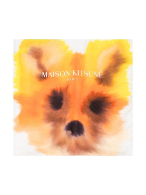 Maison Kitsuné watercolour-fox silk scarf