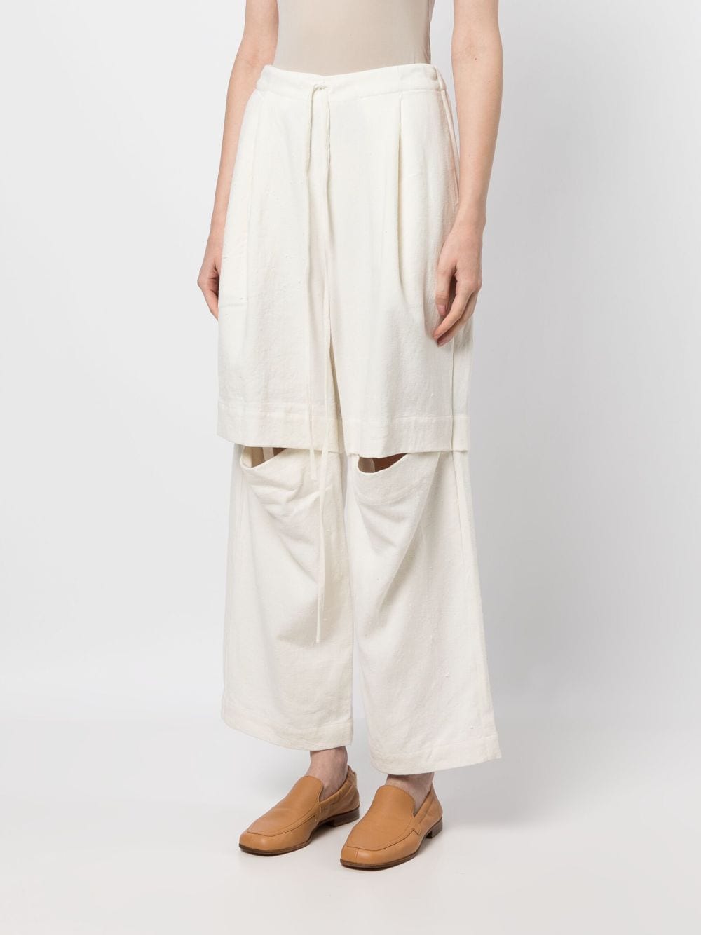 Shop Lauren Manoogian Textured Split Linen-cotton Track Pants In White