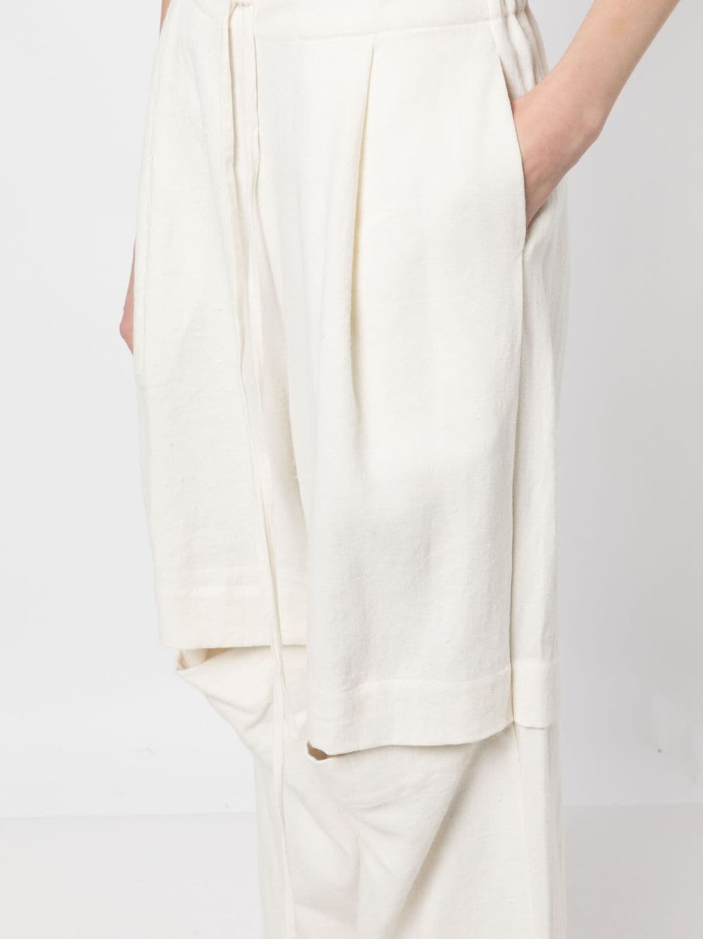 Shop Lauren Manoogian Textured Split Linen-cotton Track Pants In White