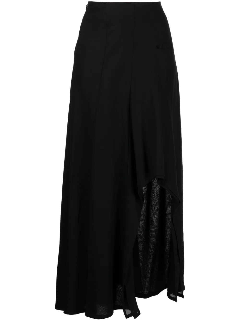 Yohji Yamamoto High-waisted Flared Cotton Skirt In Black