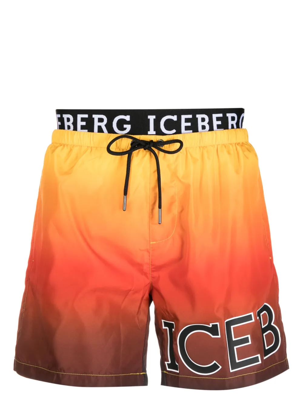 Iceberg logo-waistband gradient-effect swim shorts - Orange