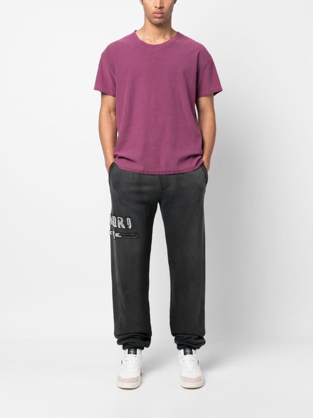 Shop Amiri Logo-appliqué Cotton Track Pants In Schwarz