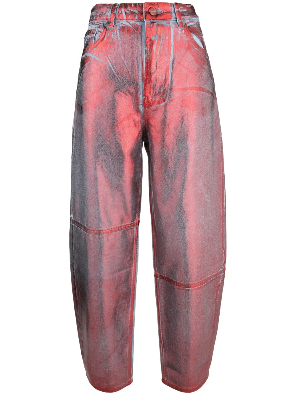 GANNI Stary foiled tapered jeans