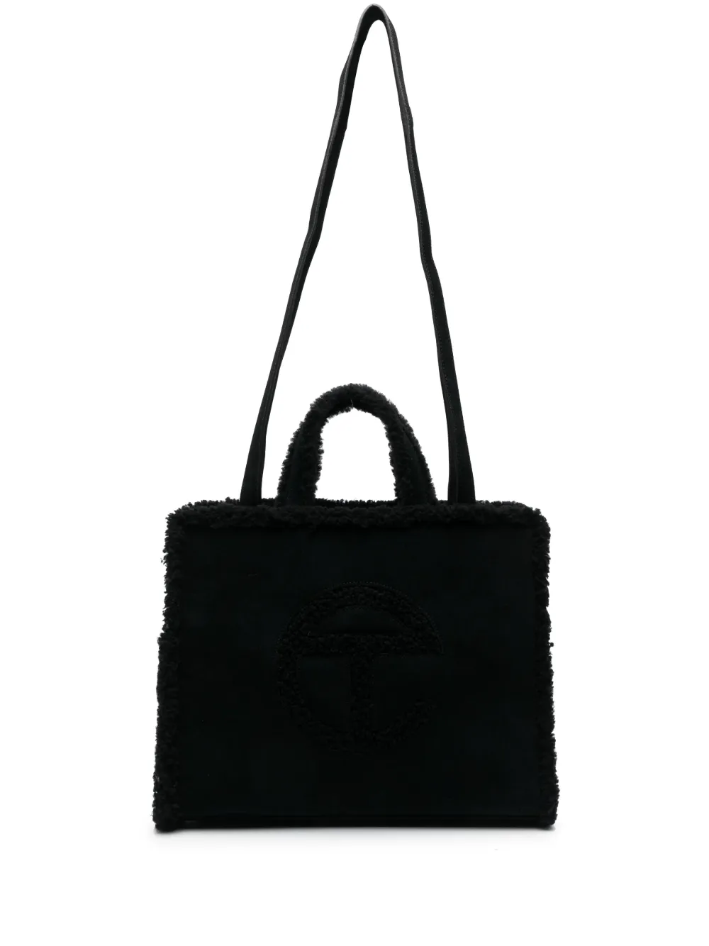 UGG logo-patch sheepskin tote bag - Black