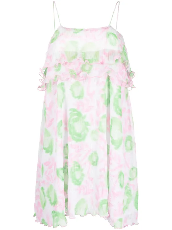 Ganni pine ruffle dress 2025