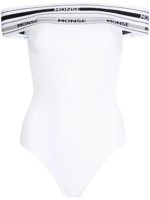 Monse logo-print off-shoulder bodysuit