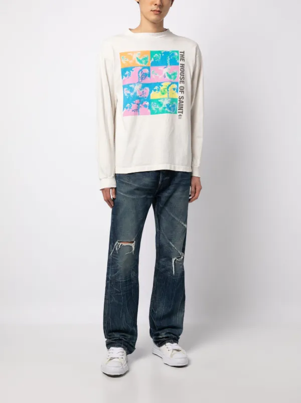 SAINT MXXXXXX graphic-print long-sleeve T-shirt | White | FARFETCH IN