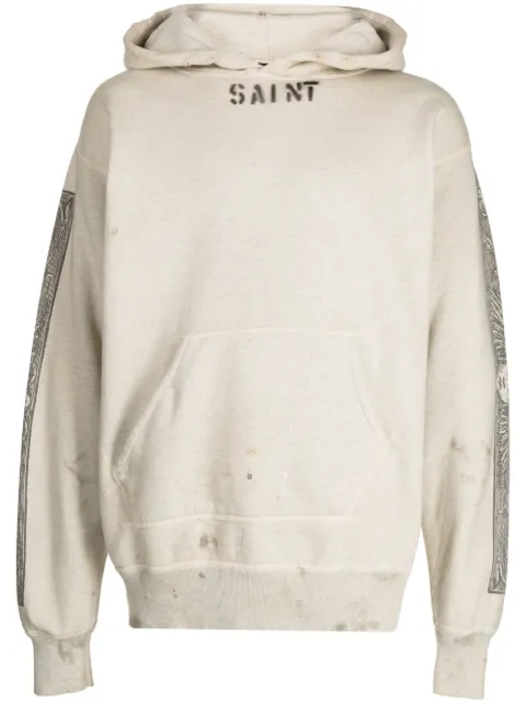 SAINT MXXXXXX graphic-print cotton hoodie