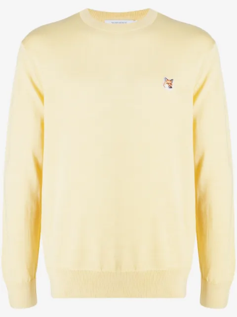 Maison Kitsuné embroidered-logo knitted wool jumper