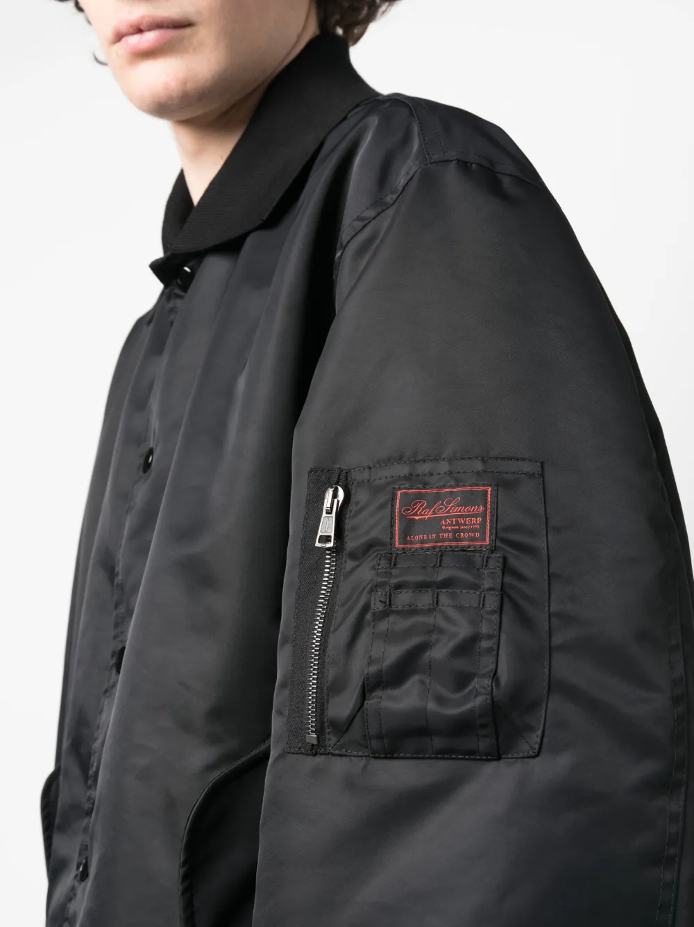 Shop Raf Simons Collared Bomber Jacket In Black